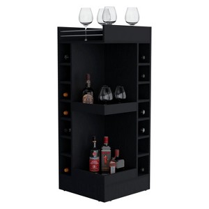 Vynxaria Black Corner Bar Cabinet with Wine Rack, Open Shelf, Modern Design - 1 of 4