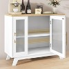 Garvee 36 Inch Small Buffet Storage Cabinet with Adjustable Shelf and Fluted Glass Door Retro Kitchen Sideboard - 3 of 4
