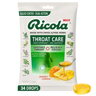 Ricola Max Throat Care Drops - Honey Lemon - 34ct