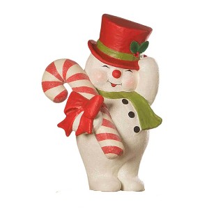 Bethany Lowe 20.0 Inch Sammy Jolly Snowman Top Hat Candy Cane Snowman Figurines - 1 of 3