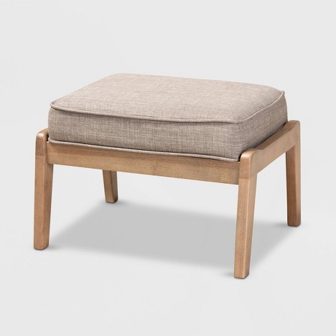 Sigrid Fabric Upholstered Wood Ottoman Light antique Oak Baxton