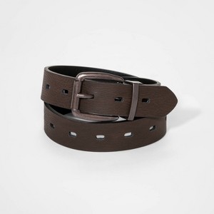 Boys' Laser Cut Reversible Belt - Cat & Jack™ Black/Brown - 1 of 2