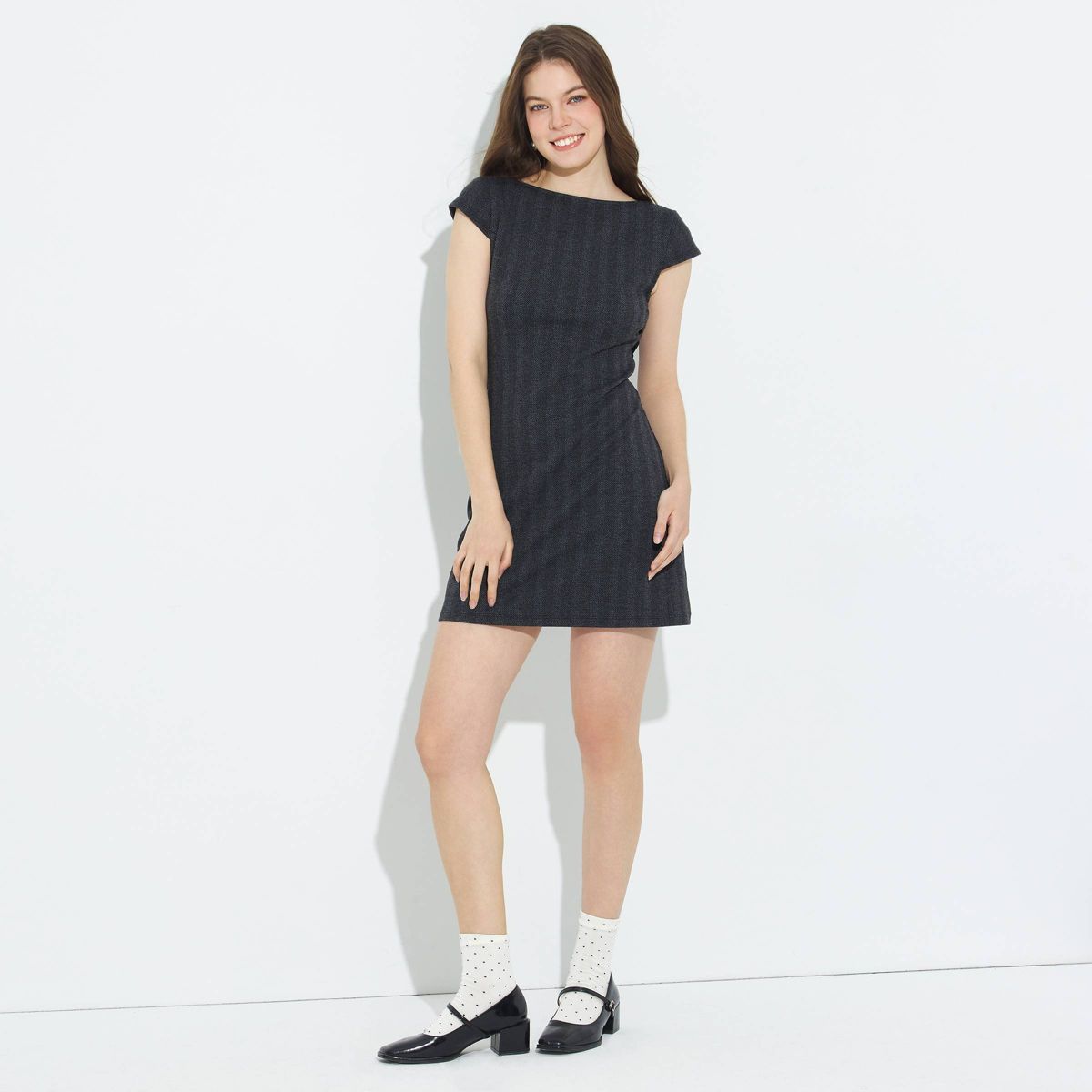 Women's Cap Sleeve Back Bow Tie Mini Shift Dress - Wild Fable™