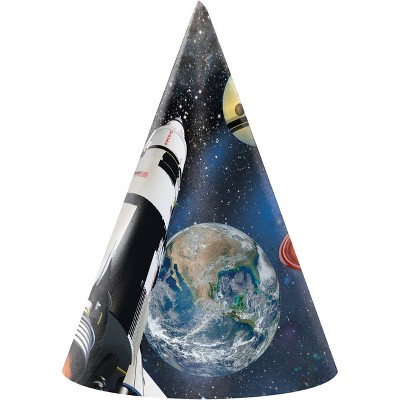24ct Space Blast Party Hats: Kids Astronaut Birthday Supplies, Multicolor Wearable Accessories, 1st Party Headbands
