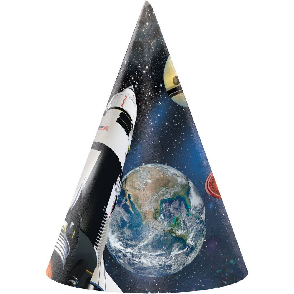 24ct Space Blast Party Hats: Kids Astronaut Birthday Supplies, Multicolor Wearable Accessories, 1st Party Headbands