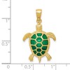 Black Bow Jewelry 14k Yellow Gold Green Translucent Acrylic Sea Turtle Pendant - 4 of 4