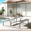 Tangkula Picnic Table Bench Set for 8 Person Outdoor Camping Table & 2 Benches with Metal Frame All-Weather Tabletop Black/Grey/Green/White - 2 of 4