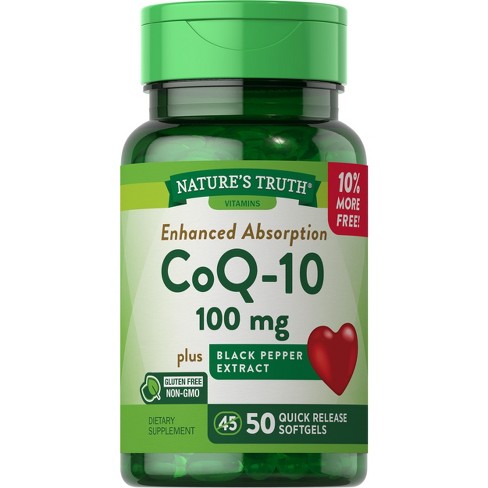 Nature's Truth CoQ10 100mg with Black Pepper Extract | 50 Softgels - image 1 of 4