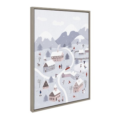 Winter Wonderland Gray Framed Canvas Landscape Print, 23x33