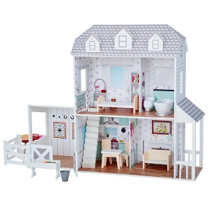 Olivia's Little World Farmhouse 2-Story Wooden Doll House for 12" Dolls - 1 of 4