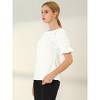 INSPIRE CHIC Women's Round Neck Puff Short Sleeves Solid Color Blouses - 4 of 4