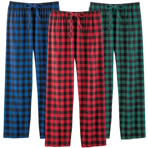 3 Pack: Mens Pajama Pants Lounge Fleece Buffalo Plaid Men PJ