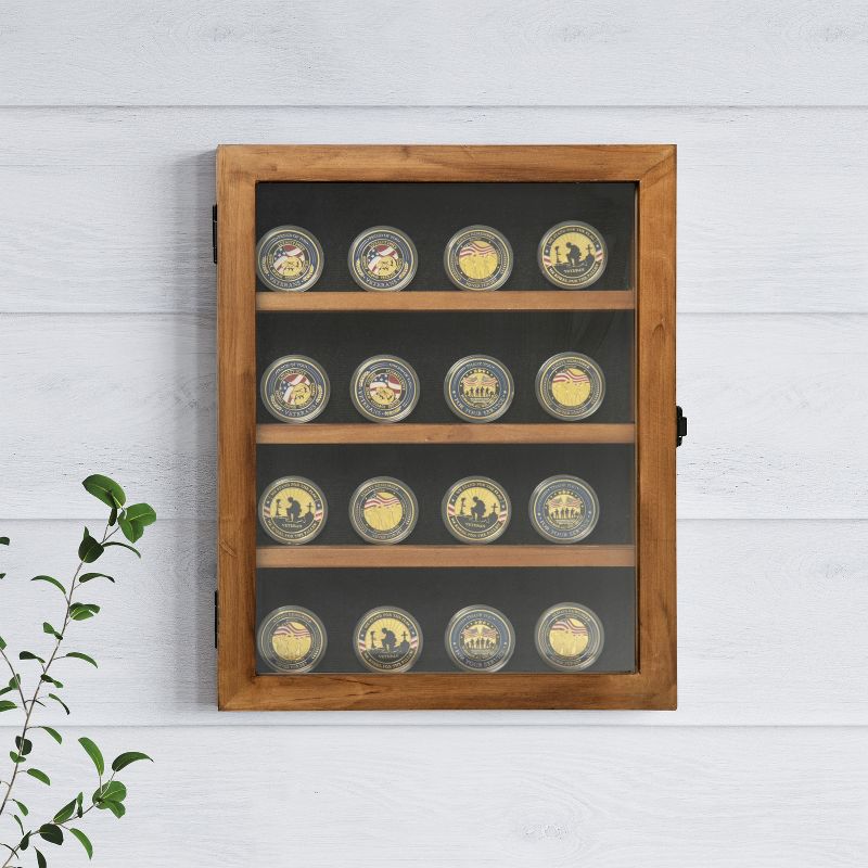 Emma and Oliver Solid Pine Medals Display Case with Channel Grooved Removable Shelves, 2 of 15