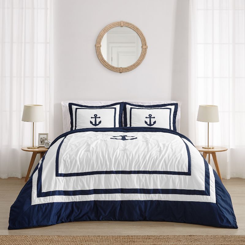 Sweet Jojo Designs Full/Queen Comforter Bedding Set Anchors Away Collection Blue and White 3pc, 3 of 6