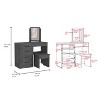NicBex Vanity Desk with Mirror Minimalist Style Vanity Desk with 4 Drawers, Wood Vanity Table with 1 Stool for Bedroom, Gray - 3 of 4