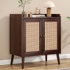 GlasFlength Kitchen Storage Accent Kitchen Cabinet Storage Cabinet Morden Sideboard Cabinet 2 Doors for Dining Room, Brown, 15"*26.4"*30" - 2 of 4