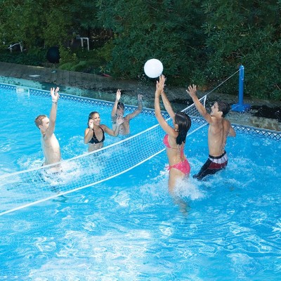 Swimline 20' Volleyball Weighted Net Support Swimming Pool Game - White/Blue