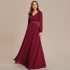 Ever-Pretty Long Sleeve V Neck Empire Waist Beading Maxi Wedding Guest Dress - image 4 of 4