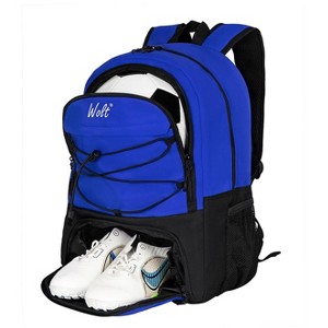 Soccer Bag, Soccer Backpack, Basketball Backpack with Cleat Shoe and Ball Compartments Sports Backpack for Volleyball Football for Men Women (Blue) - 1 of 4