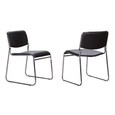 Set of 2 Grover Metal Stacking Side Chairs Black - Linon