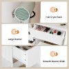 Makeup Vanity Desk Set with Mirror, Power Outlet, USB Ports and Stool, Dressing Table with 3 Color Adjustable LED Lights for Bedroom, Women - 3 of 4