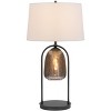 Cal Lighting 100W 3 way Midtown metal table lamp with glass shade and a 5W led Night light - 2 of 4