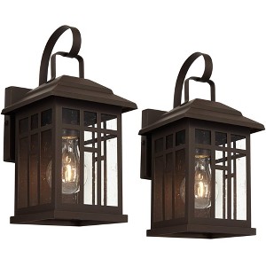 John Timberland Outdoor Wall Lights Set of 2 Fixture Carriage Style Bronze 12 1/2" Clear Glass Lantern Exterior House Porch Patio - 1 of 4