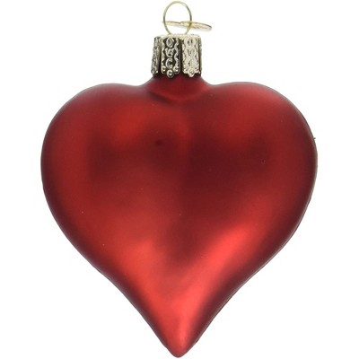 Old World Christmas Glass Blown Ornament for Christmas Tree, Large Matte Red Heart