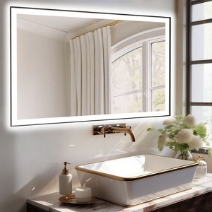 Sapphtopaz Frameless Bathroom Mirror, Rectangle Smart Vanity Mirror Decorative Wall Mirrors for Bathroom, Over Sink, Bedroom - 1 of 4