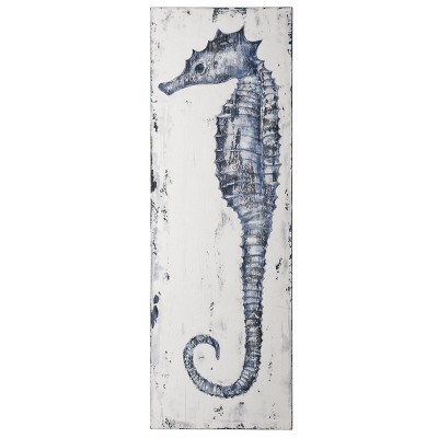 Anglo Rustic Seahorse II Coastal Handmade Oil Painting Framed Wall Canvas - StyleCraft