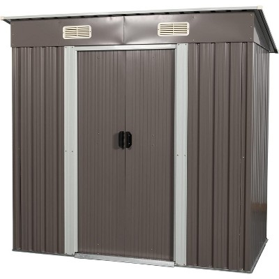 6FT x 4FT Metal Storage Shed with Lockable Sliding Door Outdoor Storage House Sun Protection Metal Shed for Backyard Garden Patio
