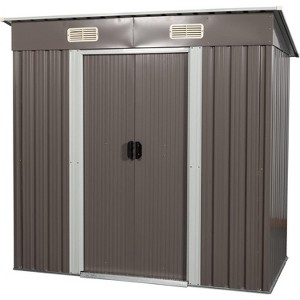 6FT x 4FT Metal Storage Shed with Lockable Sliding Door Outdoor Storage House Sun Protection Metal Shed for Backyard Garden Patio - 1 of 4