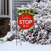 Santa Stop Here Christmas Burlap Garden Flag 18" x 12.5" Briarwood Lane - 4 of 4