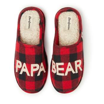 Dearfoams Men's Buffalo Check Papa Bear Family Clog Slip On Slippers