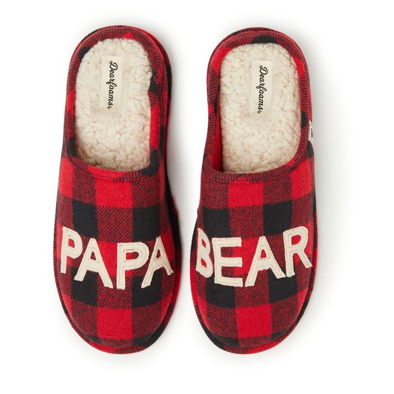 Dearfoams Men's Buffalo Check Papa Bear Family Clog Slip On Slippers, 1 of 6