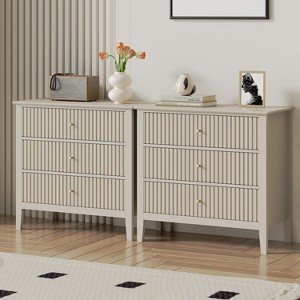 Heynemo 3 Drawer Dresser, Painted 30 Inch Tall Wood Nightstand with Storage, Wide Modern Chest of Drawers with Ball Bearing Slide - 1 of 4