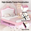 Queen/Full Size Upholstered Platform Bed Frame with LED Lights, Princess Bed with Crown Headboard-ModernLuxe - 4 of 4