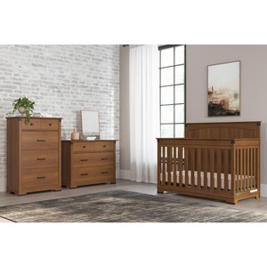 Child Craft Redmond Full Panel Crib, Dresser and Chest Nursery Set, 3-Piece, Includes 4-in-1 Convertible Crib, Dresser and Chest (Coach Cherry) - 1 of 4