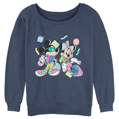 Juniors Womens Mickey & Friends 80s Minnie And Mickey Mouse Sweatshirt :  Target