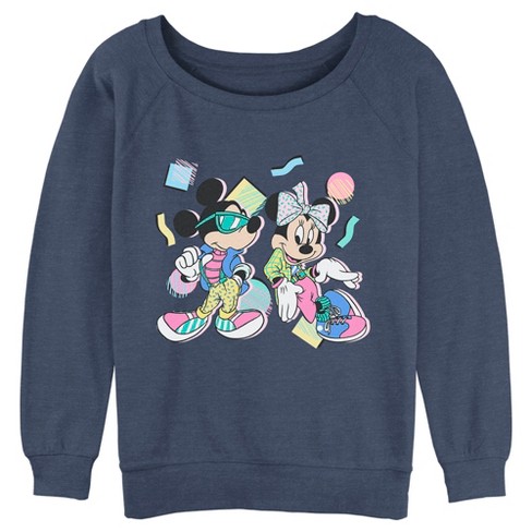 Junior's Mickey u0026 Friends 80s Minnie And Mickey Mouse Sweatshirt : Target