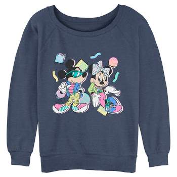 Juniors Womens Mickey & Friends 80s Minnie and Mickey Mouse Sweatshirt