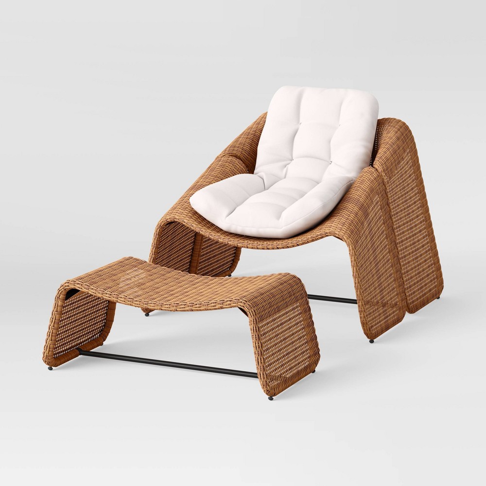 Photos - Garden Furniture 2pc Wexler Statement Chair with Ottoman - Brown - Threshold™