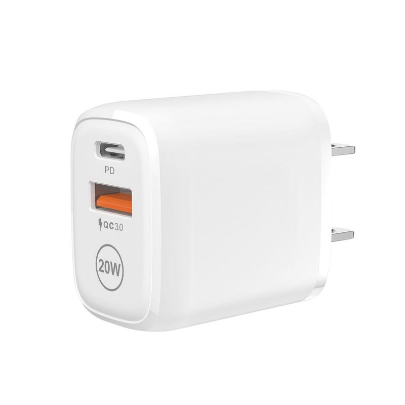 20W PD Dual Ports Travel Wall Charger Adapter Fast Charging with 4FT USB-C to Type-C Cable, 3 of 5