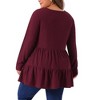 Agnes Orinda Women's Plus Size Casual Knit Babydoll Long Sleeve Peplum Blouse - 4 of 4