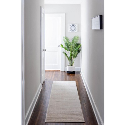 Beige and Brown Reversible Outdoor Runner Rug