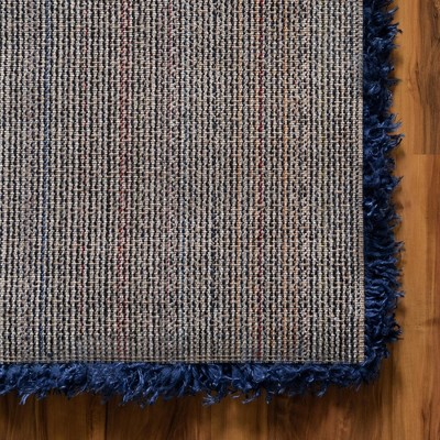 Aegean Blue Rectangular Shag Synthetic Area Rug 5'1" x 8'