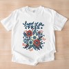 Simply Sage Market Distressed Land Of The Free Flowers Garment Dyed Tee - 3 of 4