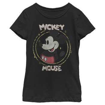 Girl's Disney Mickey Mouse Classic Circle Distressed T-Shirt