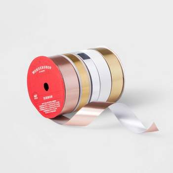 5 End Flat Christmas Ribbon 40' Gold/White/Silver - Wondershop™