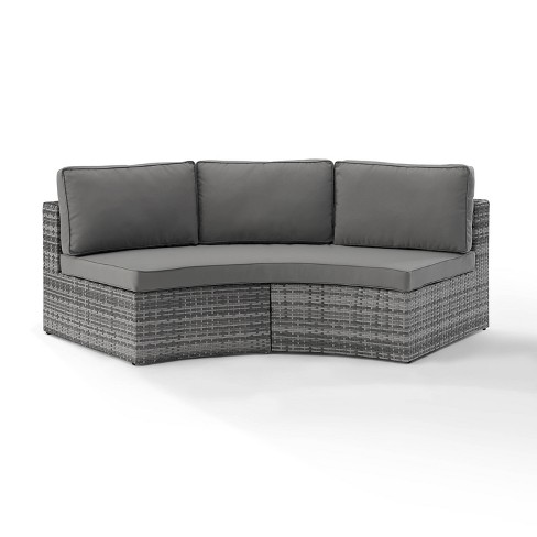 Catalina Wicker Round Sectional Sofa Gray Crosley Target